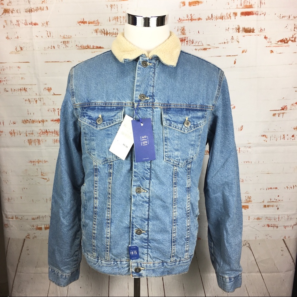 NWT Zara Faux Shearling Jean Jacket S Sherpa